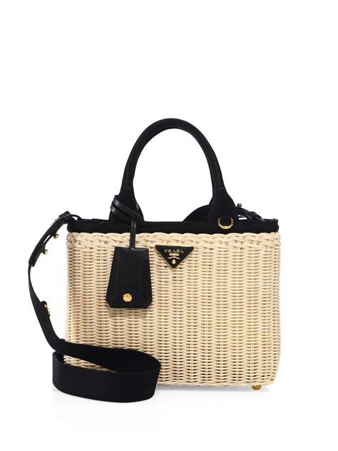 prada small canvas tote bag|prada wicker canvas tote.